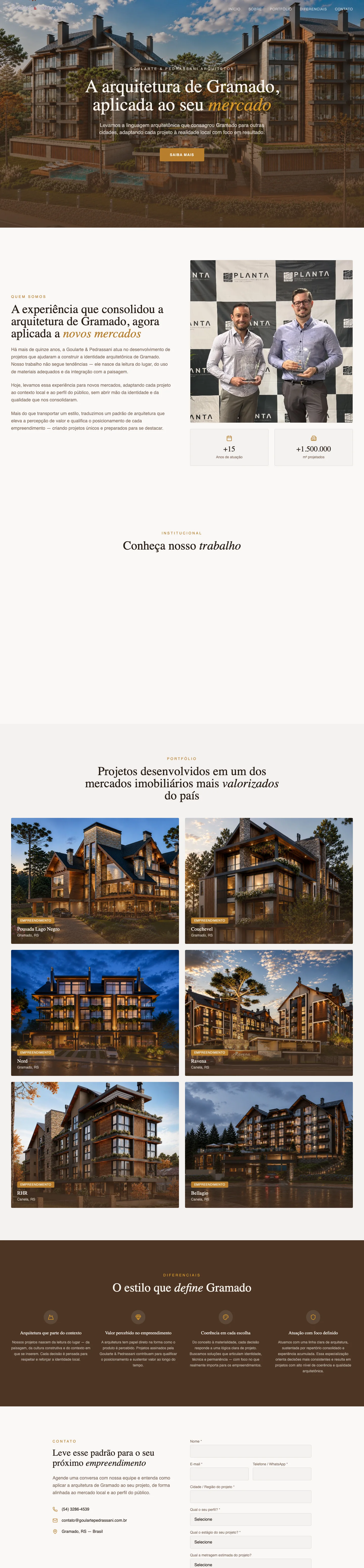 Landing page da Goularte & Pedrassani Arquitetos