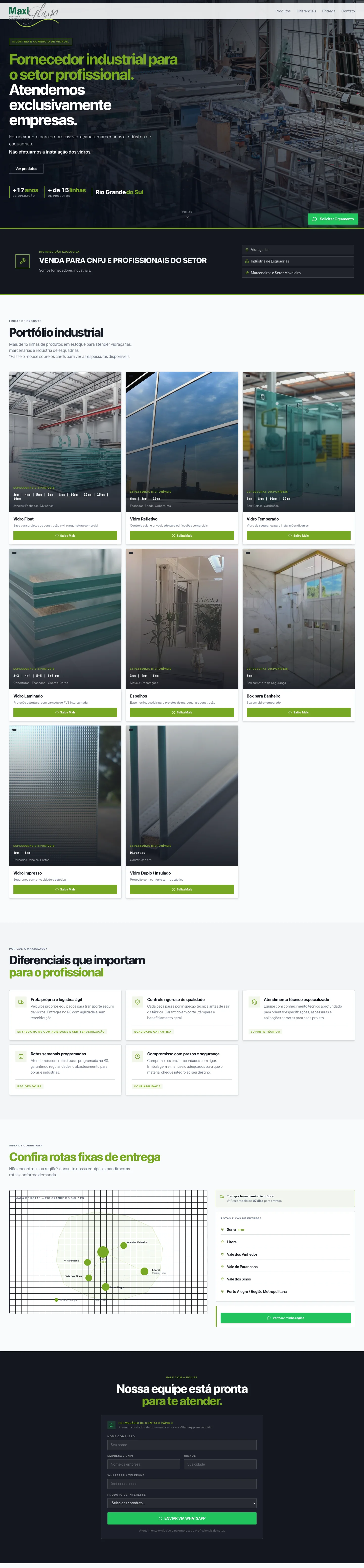 Landing page da Maxiglass