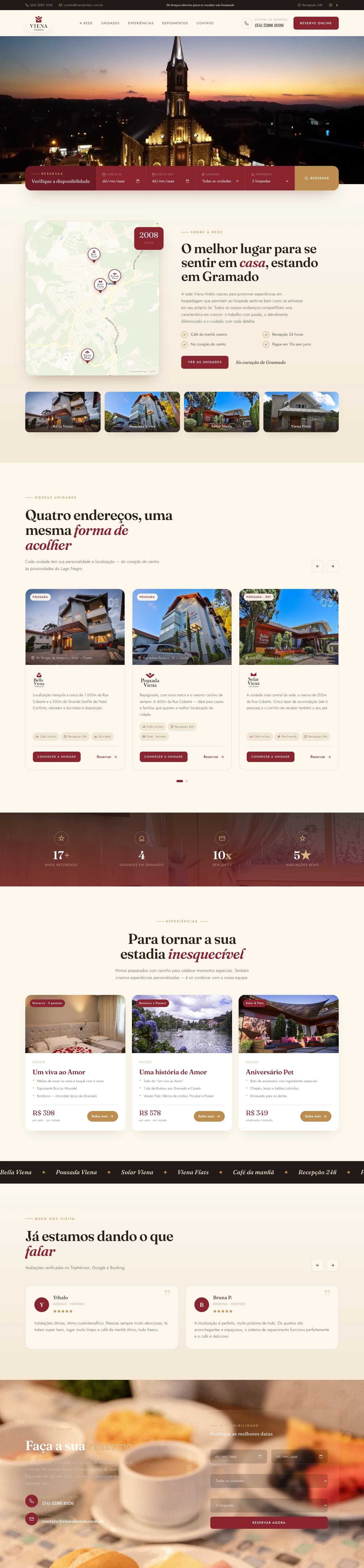 Site da rede Viena Hotéis
